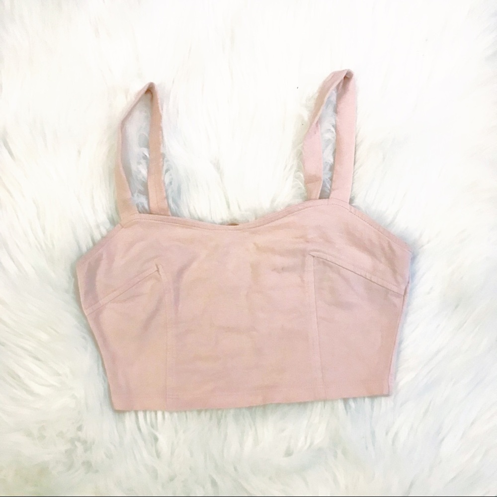 light pink crop top bra top zips in back small - Picture 2 of 7